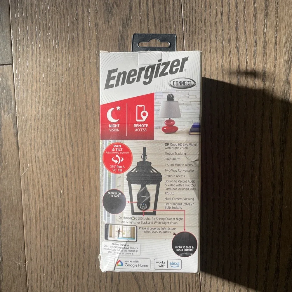 Energizer Smart Wi-Fi Indoor Outdoor Bulb Socket P/T Camera 56Hz Standard Socket
